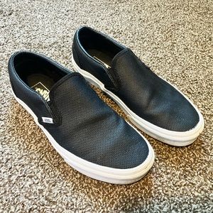 Vans Perf Leather Black Slip-Ons (Size Mens 9)